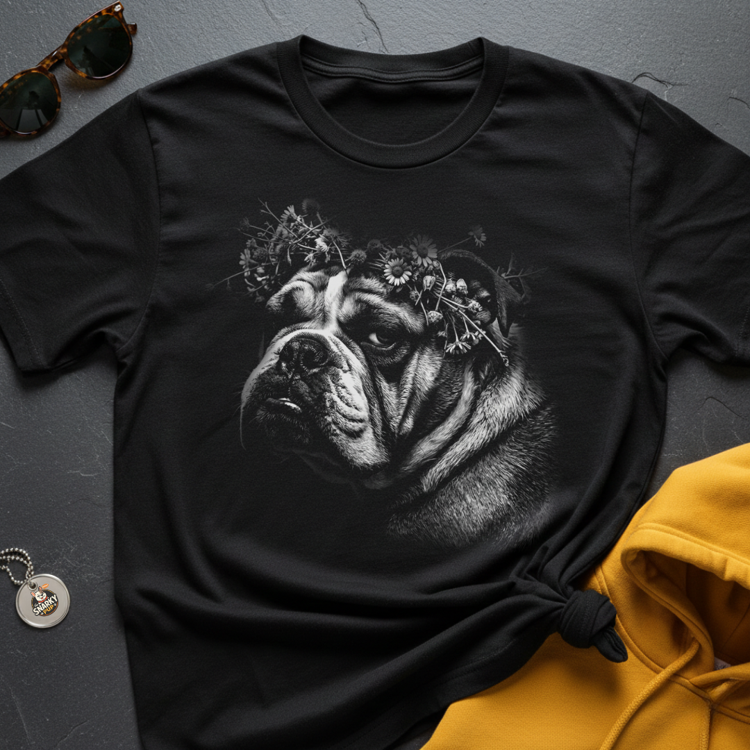 Bulldog Flower Crown T-Shirt