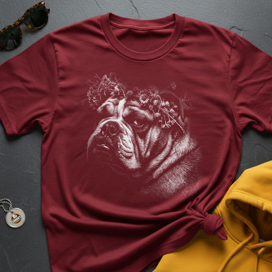 Bulldog Flower Crown T-Shirt