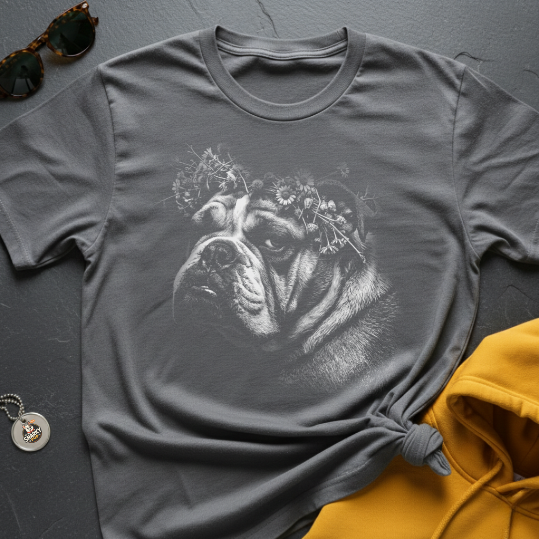 Bulldog Flower Crown T-Shirt