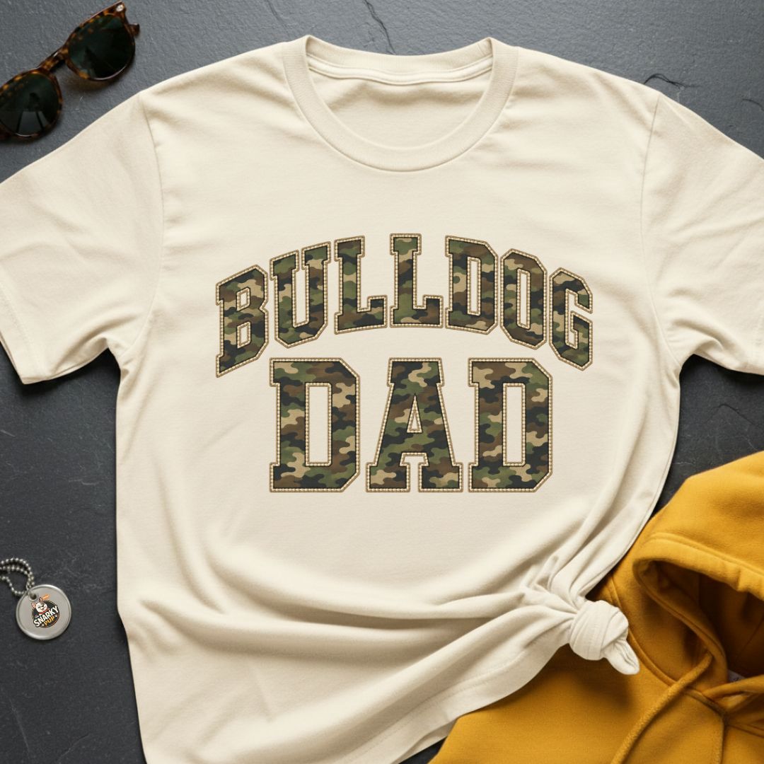 Camo Bulldog Dad T-Shirt