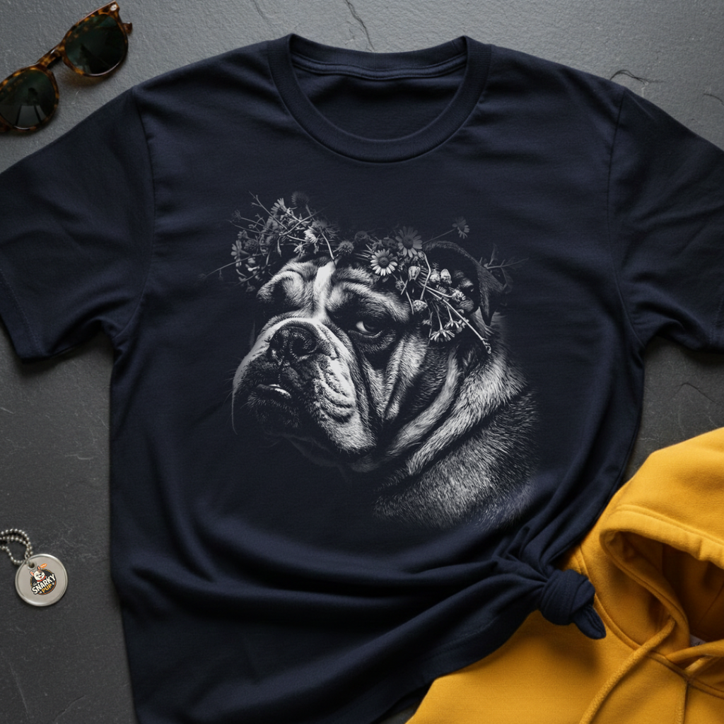 Bulldog Flower Crown T-Shirt