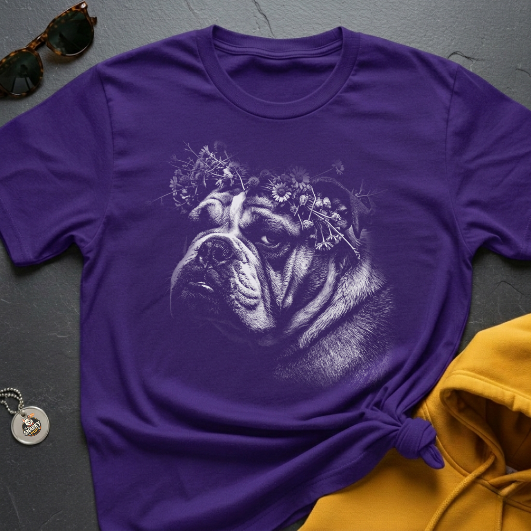 Bulldog Flower Crown T-Shirt